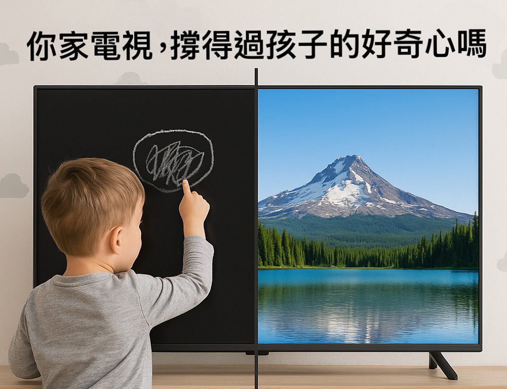 【孩子好奇亂摸螢幕？】一片藍光博士電視保護鏡，守護螢幕也守護視力！